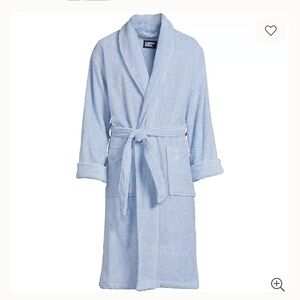Lands' End Sky Blue Plush Terry Shawl-Collar Bathrobe